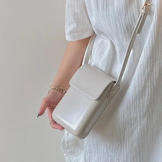 Mini PU Leather Crossbody Bag | Simple Flap Shoulder Purse Luxegan