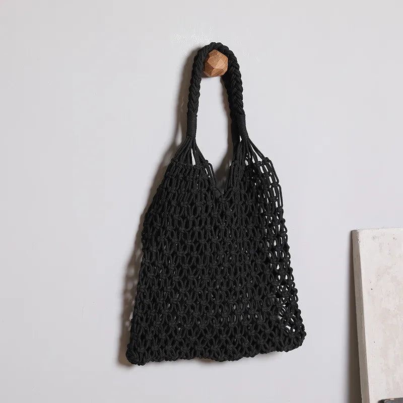 Women's Large Capacity Straw Handbag Totes | Hollow Out Shoulder Bags & Vintage Travel Beach Bag (Shopping Pack) Luxegan