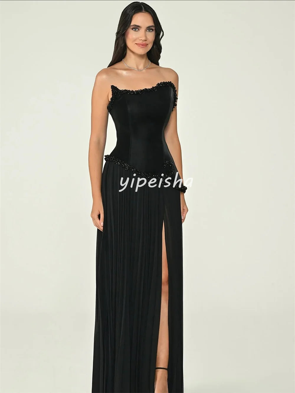 Customized Intricate Beading Sequined A-line Strapless Long Dresses Bespoke Occasion Dresses Modern Style Sizes Available Retro