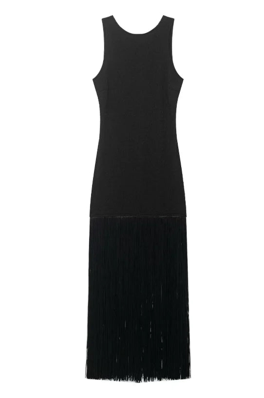 Solid V-Neck Sleeveless Hollow Out Slim Fit Sheath Ankle-Length Dress – Natural Waist, Spring/Autumn Luxegan
