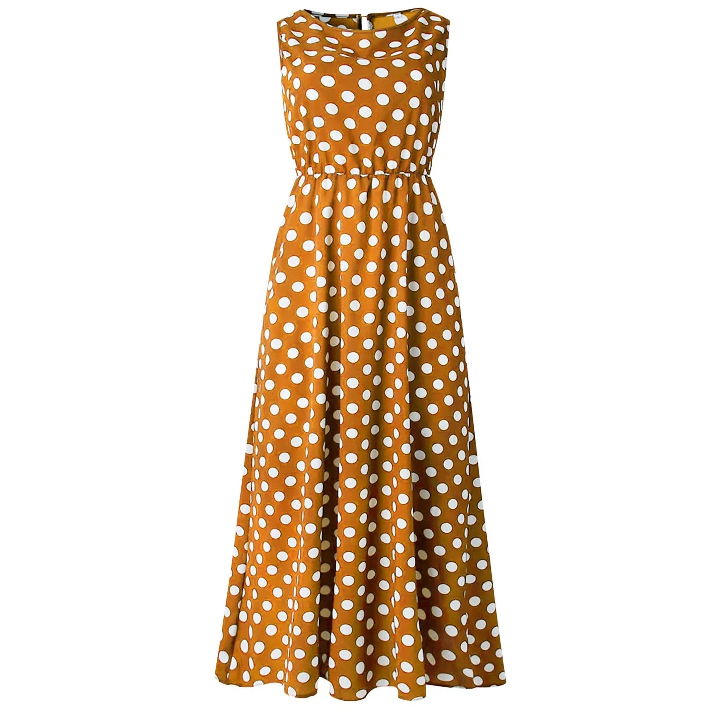 Polka Dot Boho Sundress Women Summer Beach Maxi Long Dresses Sexy Elegant Sleeveless Belts Evening Party Dress Vestido De Mujer