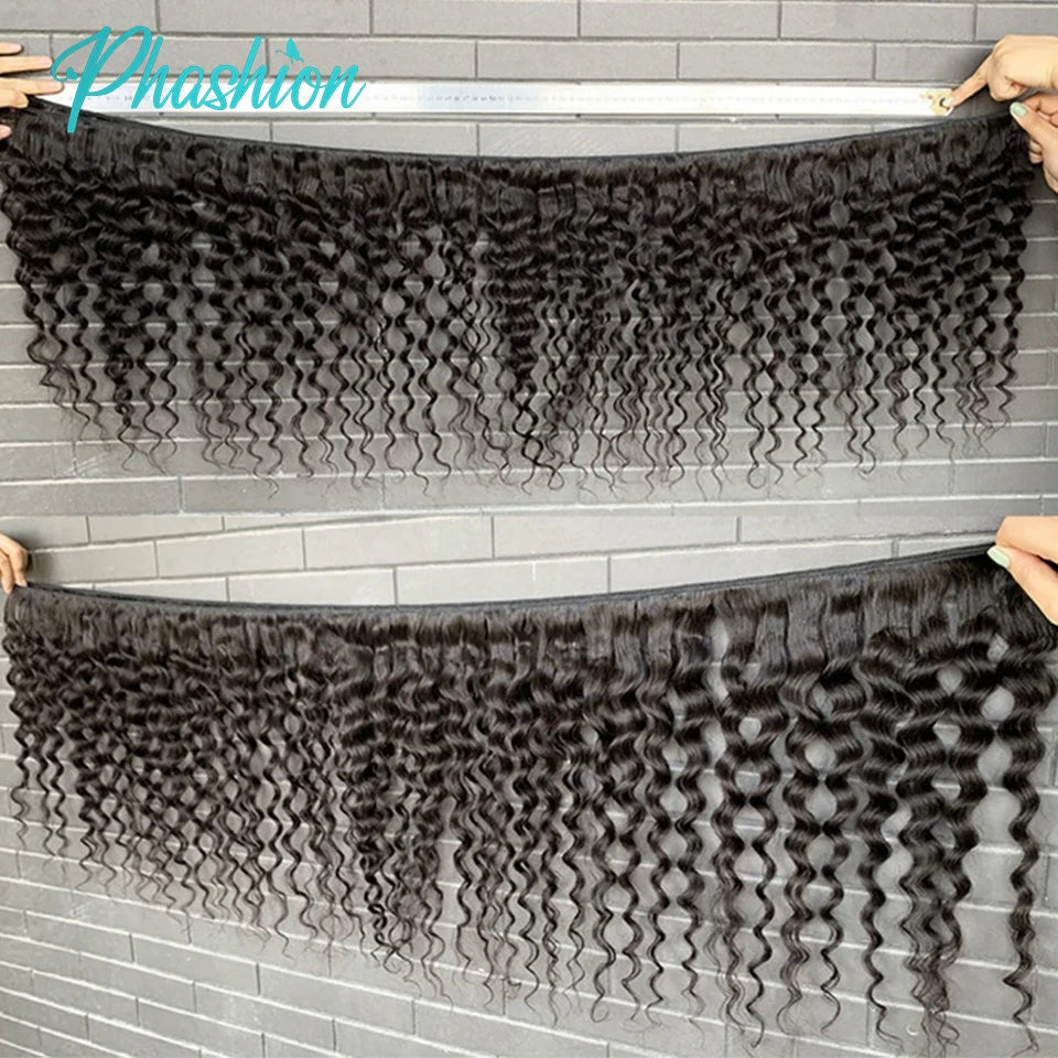 Phashion Deep Human Hair Bundles 1/3 Pcs/Lot 30 32 Inch 100% Remy Hair Extensions For Black Women Brazilian Weave Natural Color