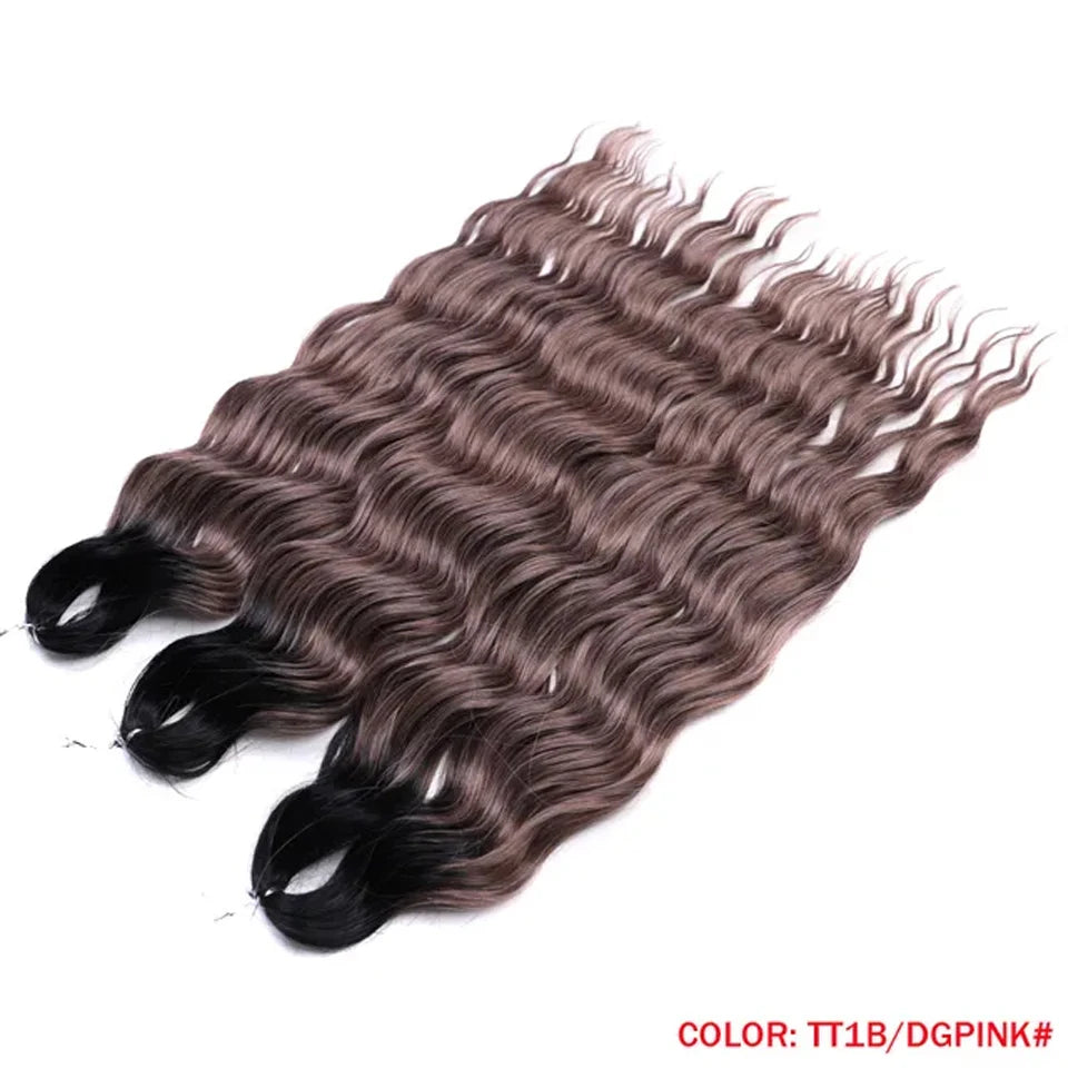 Synthetic Anna Curl Water Wave Crochet Braiding Hair – 24 Inch | 300g | 60 Strands | 88 Ombre & - view 53