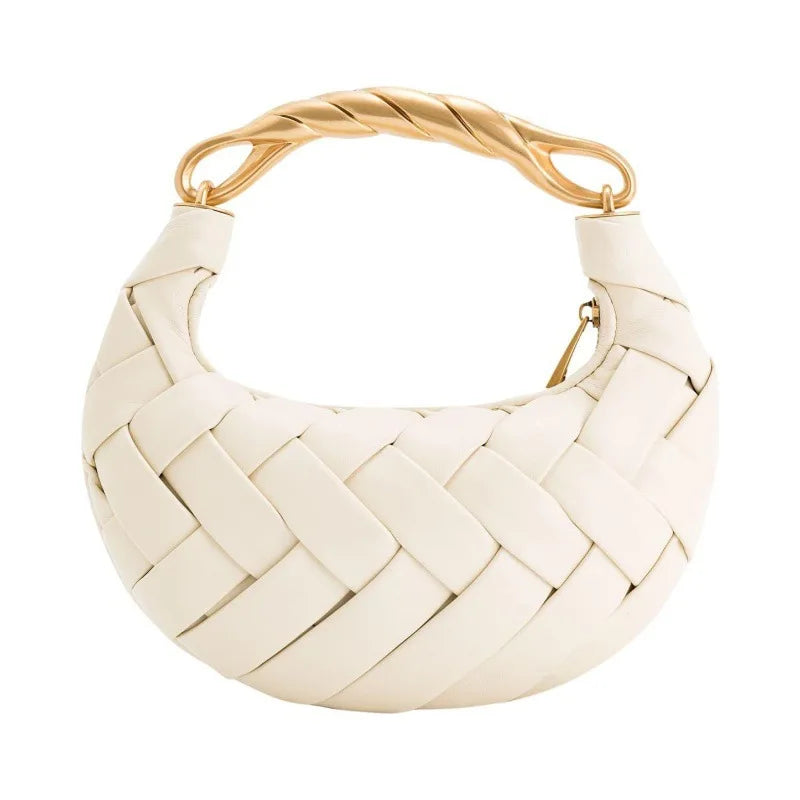 Women's Handmade Woven Crossbody Dumpling Bag | Luxury PU Leather Weave Shoulder Bag | Small Casual Designer Hobo Purse | Versatile Four-Seasons Fashion Bag with Single Strap Luxegan