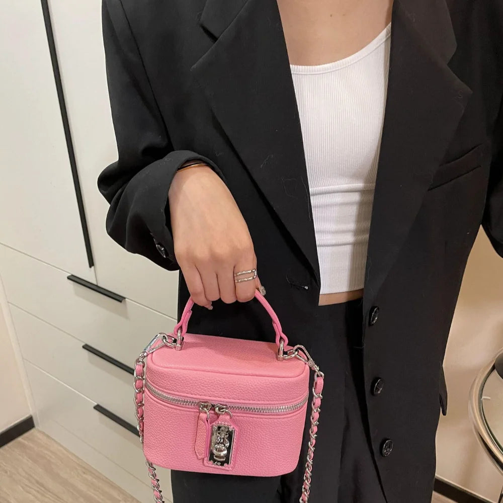 Mini Fashion PU Crossbody Bag | Sophisticated Lock-Buckle Shoulder Handbag | Elegant Coin Purse & Mobile Phone Bag | "Dignified" Soft Bucket Pouch for Trendy Daily Styling Luxegan