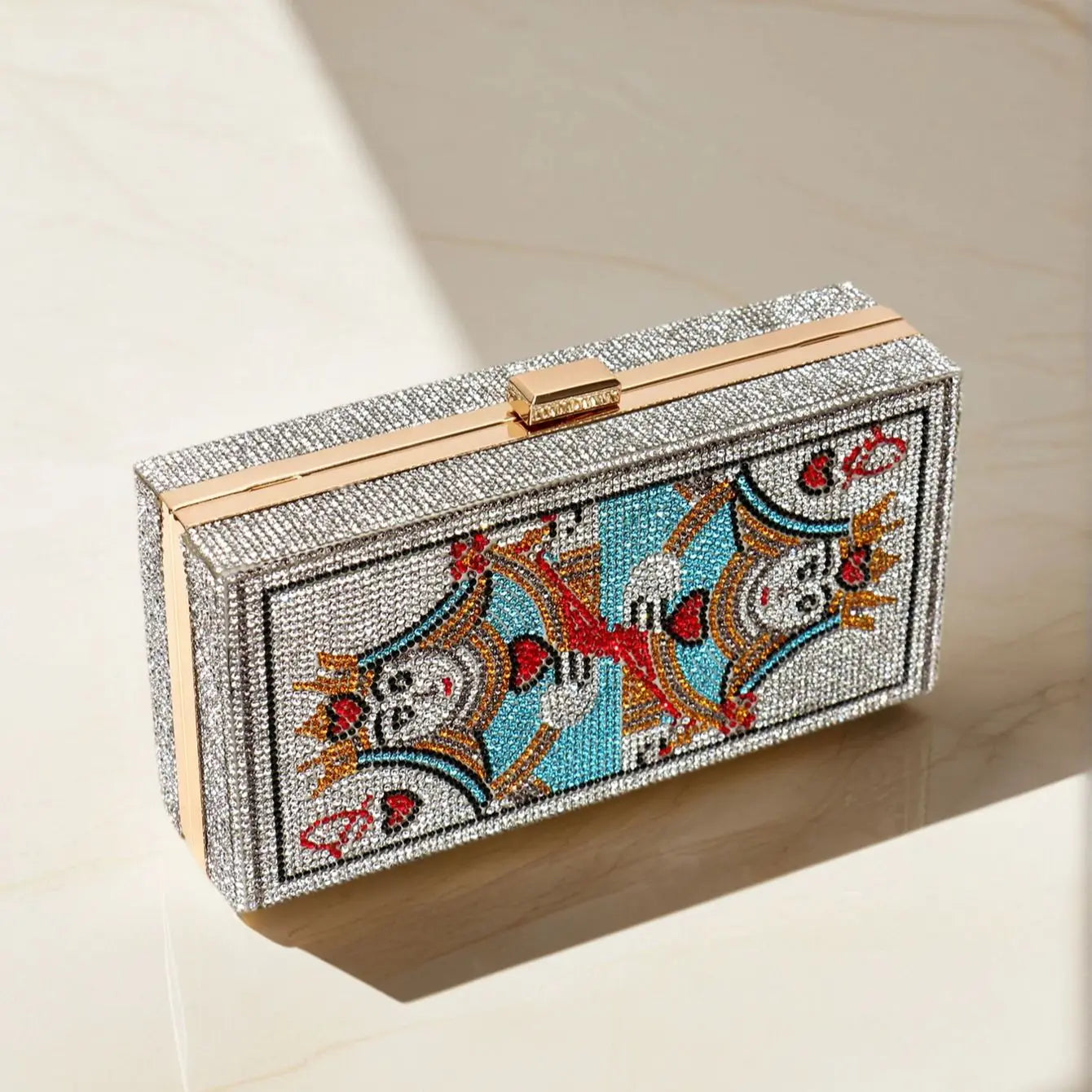 Diamond Flap Glitter Clutch Bag | Sophisticated Striped Rhinestone Evening Purse | Elegant Acrylic Fashion