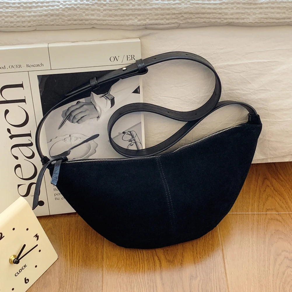 Soft Suede Hobo Crossbody | Simple Winter Shopper Bag Luxegan