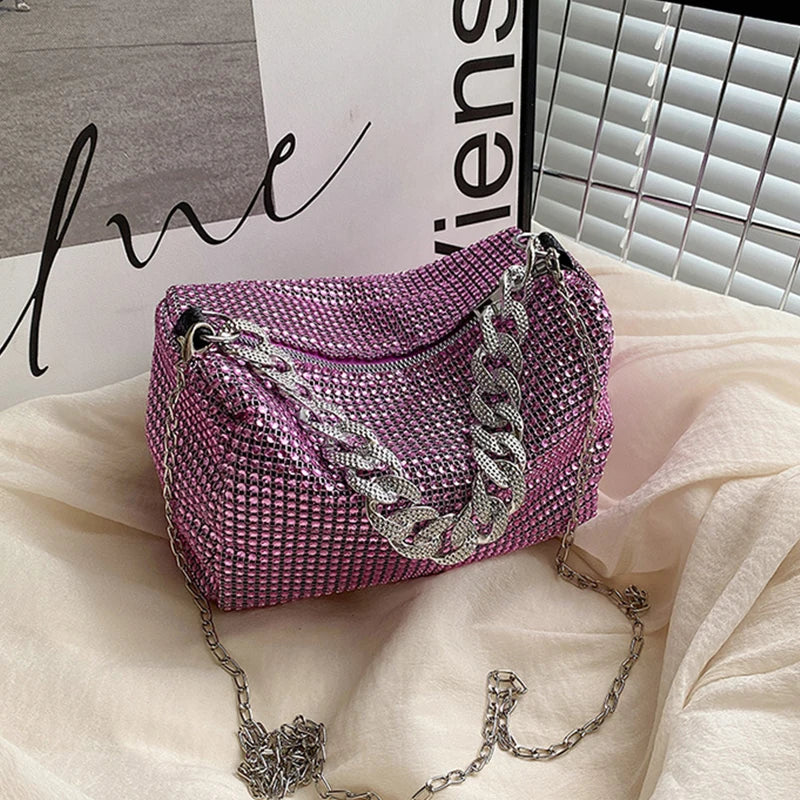 Bling Diamond Design Small Crossbody Messenger Bags | Women Summer Trend Luxury Fashion Travel Shoulder Handbags & Purses Luxegan