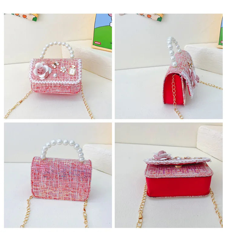 Sweet Cute Cartoon Princess Children's Shoulder Bag | Lovely Flower Girls' Handbag | Novel Pearl Handheld Mini Bag | Fashionable Shell Shape Kids' Crossbody (Model z122813) Luxegan
