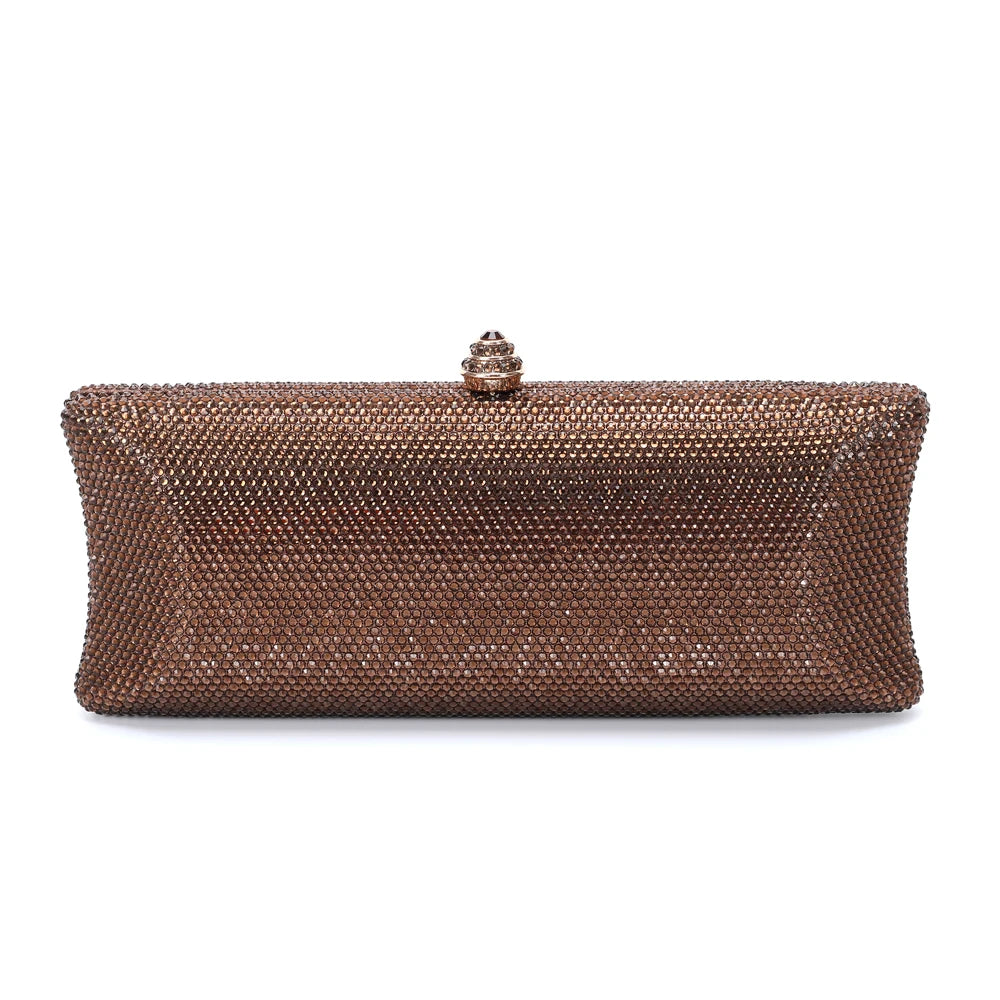 Colorful Diamond Gala Evening Bag | Sophisticated Rhinestone Party Clutch | Elegant Metallic Dinner Purse | "Dignified" Hard-Shell Bridal Handbag for Versatile Occasion Styling Luxegan