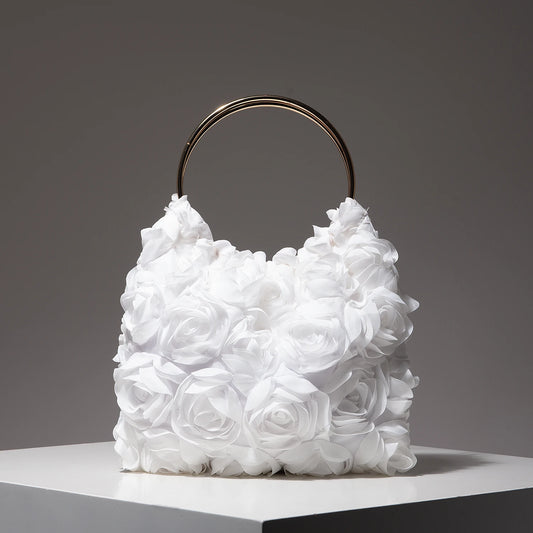 Luxury Rose Flower Tote Bags for Ladies | Elegant Party Bag & Wedding Handbag Luxegan