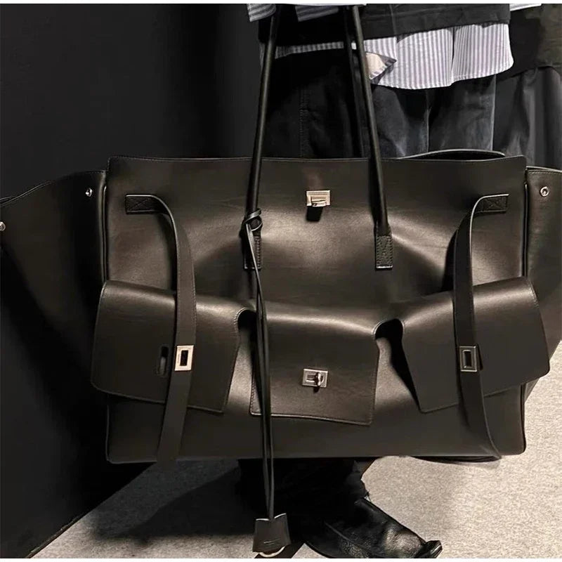 Luxury Wings Style Synthetic Leather Shoulder Bag,Large Capacity Commuting Women Tote Bag,Punk Buckle Simple Versatile Handbag