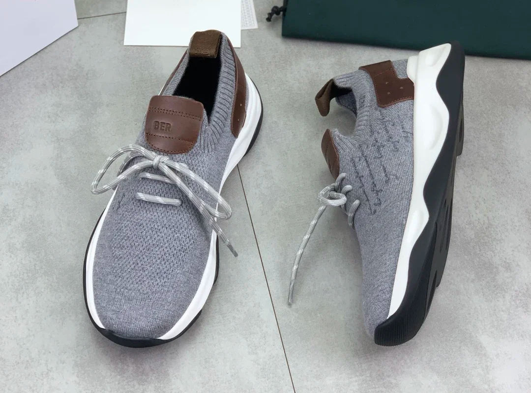 Men's Genuine Cow Leather Knitting Loafers | Sophisticated European Big Size 39–46 | Elegant "New Business" Quality Shoes | "Dignified" Breathable Sports Work Casuals for Radiant Versatile Styling Luxegan