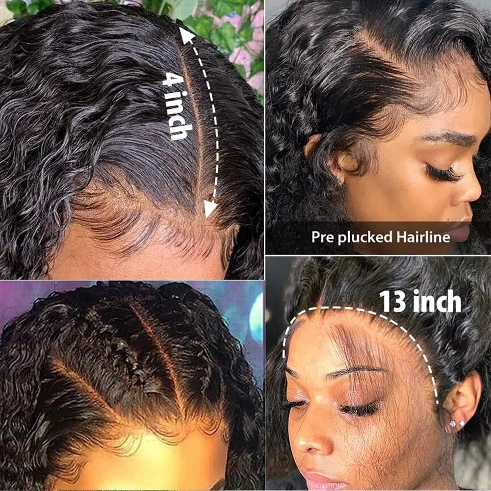 QT Afro Kinky Curly Lace Front Wigs 13x4 HD Transparent Human Hair Lace Wig Brazilian Curly 4x4 Lace Closure Wig For Black Women