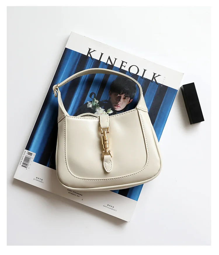 Real Leather Saddle Vintage Crossbody Bags for Women | Small Underarm Bags Luxury Design Retro Horsebit Tote Bags Luxegan