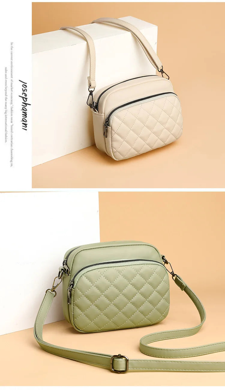 Diamond Lattice Women's Shoulder Bag | Leather Crossbody Handbag & Purse Luxegan