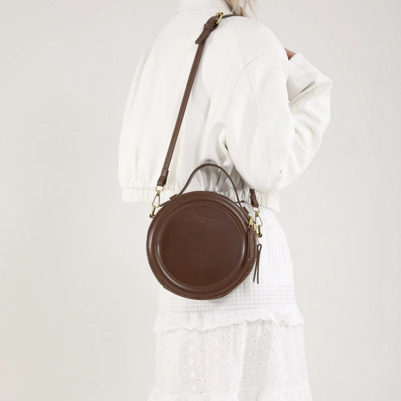 Round Crossbody Bags for Women | High Quality PU Leather Designer Shoulder Bag & Female Clutch Purse (Solid, Soft) Luxegan