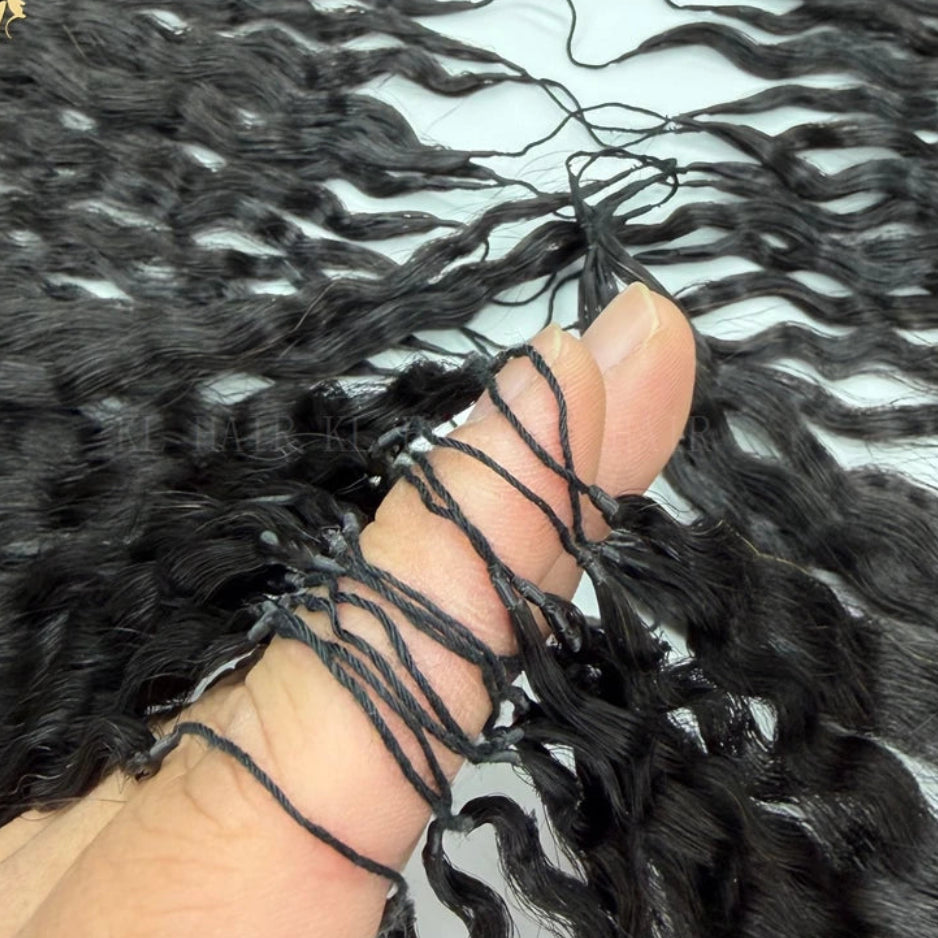 Kinky Straight Feather Crochet Human Hair Extensions – Pre-Looped Crochet Hair for Braiding | 12"–24" Luxegan