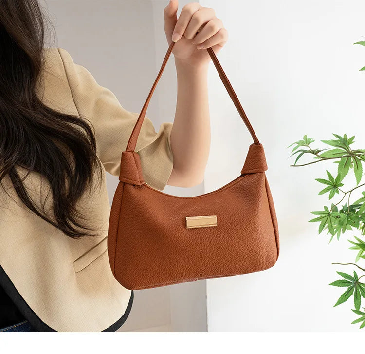 Women's Retro Solid Color PU Leather Handbag | Fashion Shoulder Underarm Casual Hobo Bag for Ladies Luxegan