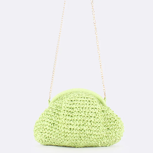 Straw Weaving Crossbody Bag | Summer Hard Shell Shoulder Purse Luxegan