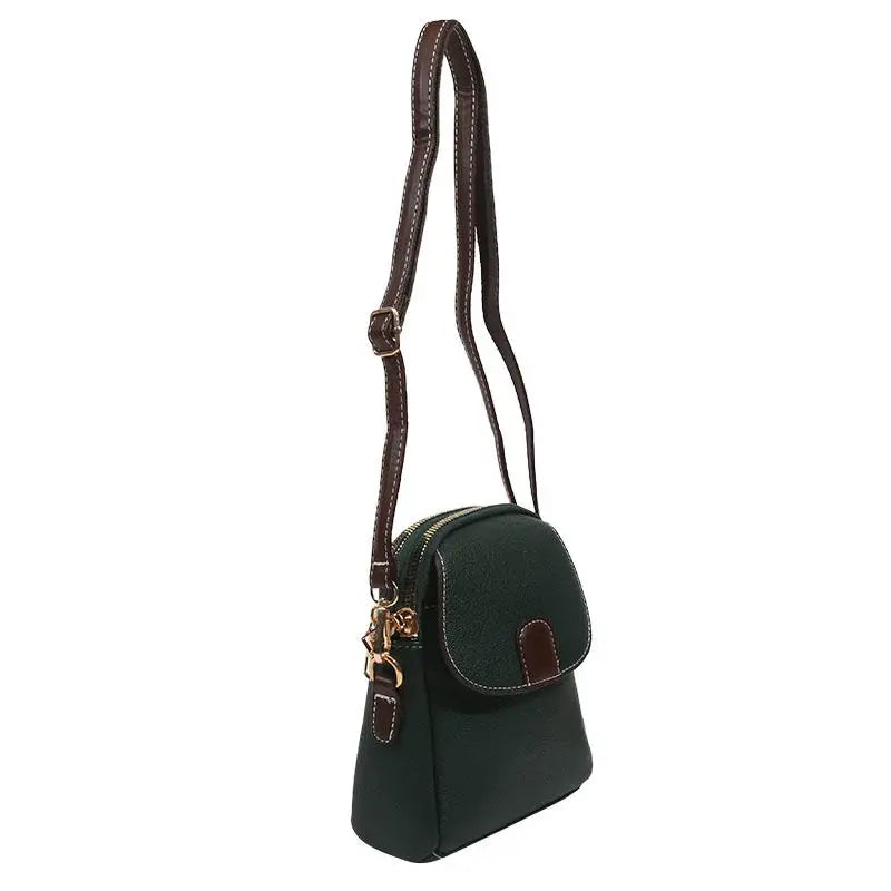 Fashion Leather Crossbody Bag for Women | Mini Shoulder Bag & Flip Zipper Messenger Bag (Students' Small Handbag) Luxegan