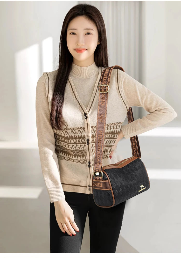 Soft PU Leather Baguette Bag | Solid Zipper Shoulder & Crossbody Bag Luxegan