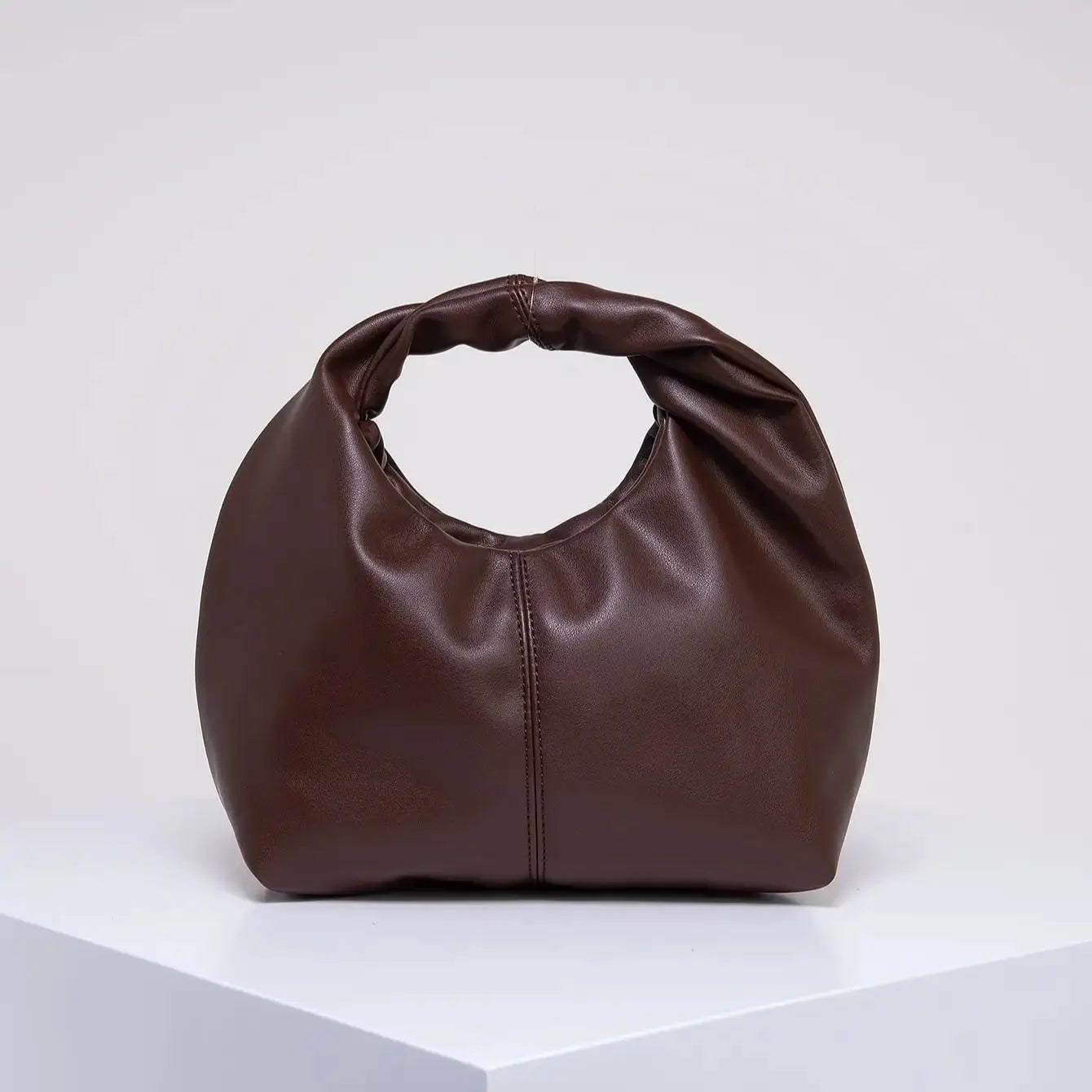 Women’s Stylish Twist Square Clutch Bag | Sophisticated Ruched Top-Handle Handbag | Simple and Versatile Solid Color Commuter Bag | Fashion-Forward Soft PU Leather Shoulder Purse Luxegan