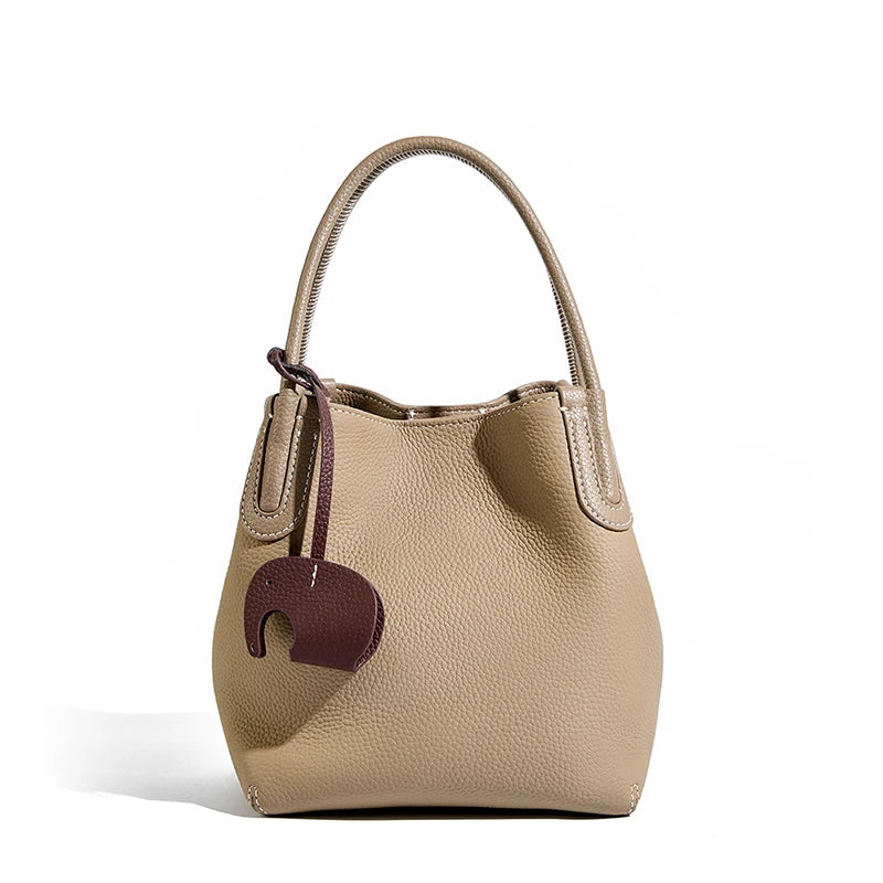 Genuine Leather Women Bucket Bag Luxury Designer Handbags High Quality Cowhide Women's Shoulder Bags Fashion Crossbody Bag Luxegan