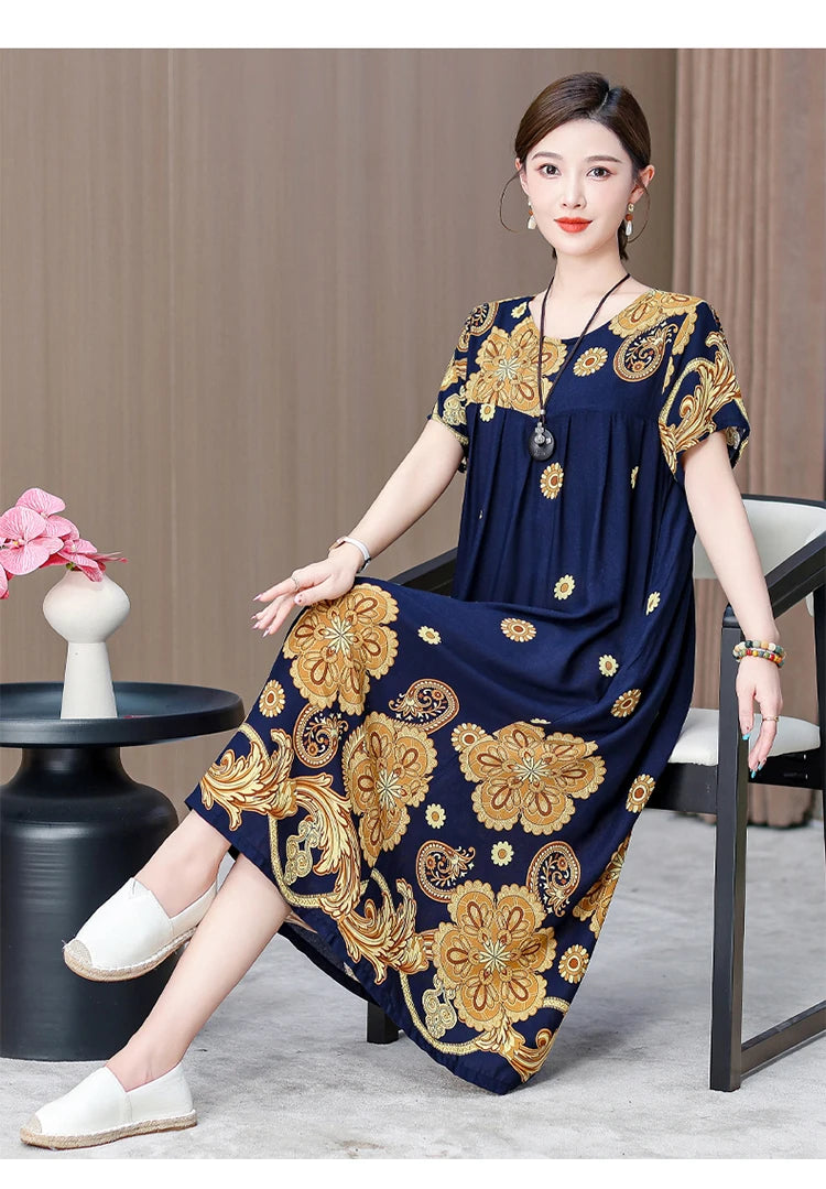 New 2025 Women Dress Female Casual short Sleeve cotton Dresses loose solid Vintage Sweet Clothing Vestidos  vestido verano