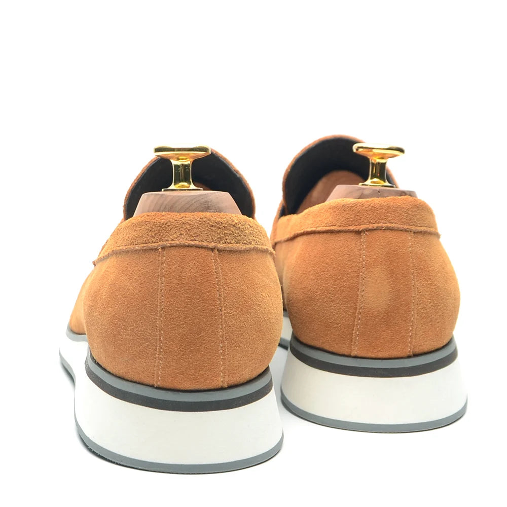 Classic Luxury Men's Cow Suede Penny Loafers | Genuine Leather Slip-on Casual Business & Social Flats Luxegan