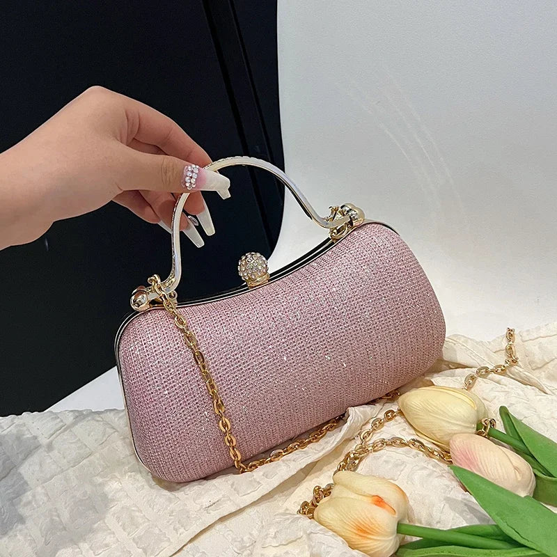 Elegant Chain Evening Dinner Bag | Vintage Shell Shoulder Bag for Women | Fashionable Top-Handle Satchel | Chic PU Leather Underarm Crossbody Bag Luxegan