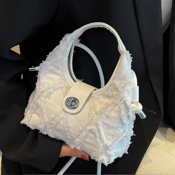 Fashion Denim Single Shoulder Bag | Women's Soft Chain Crossbody Handbag and Purse Luxegan