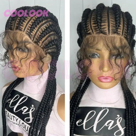 20-36 Inch Jumbo Box Cornrow Faux Locs Wig | Full Lace