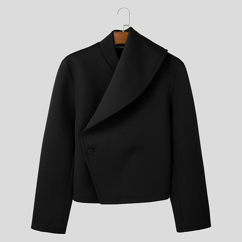 Men's Deconstructed Casual Jacket | Single Button Loose Coat