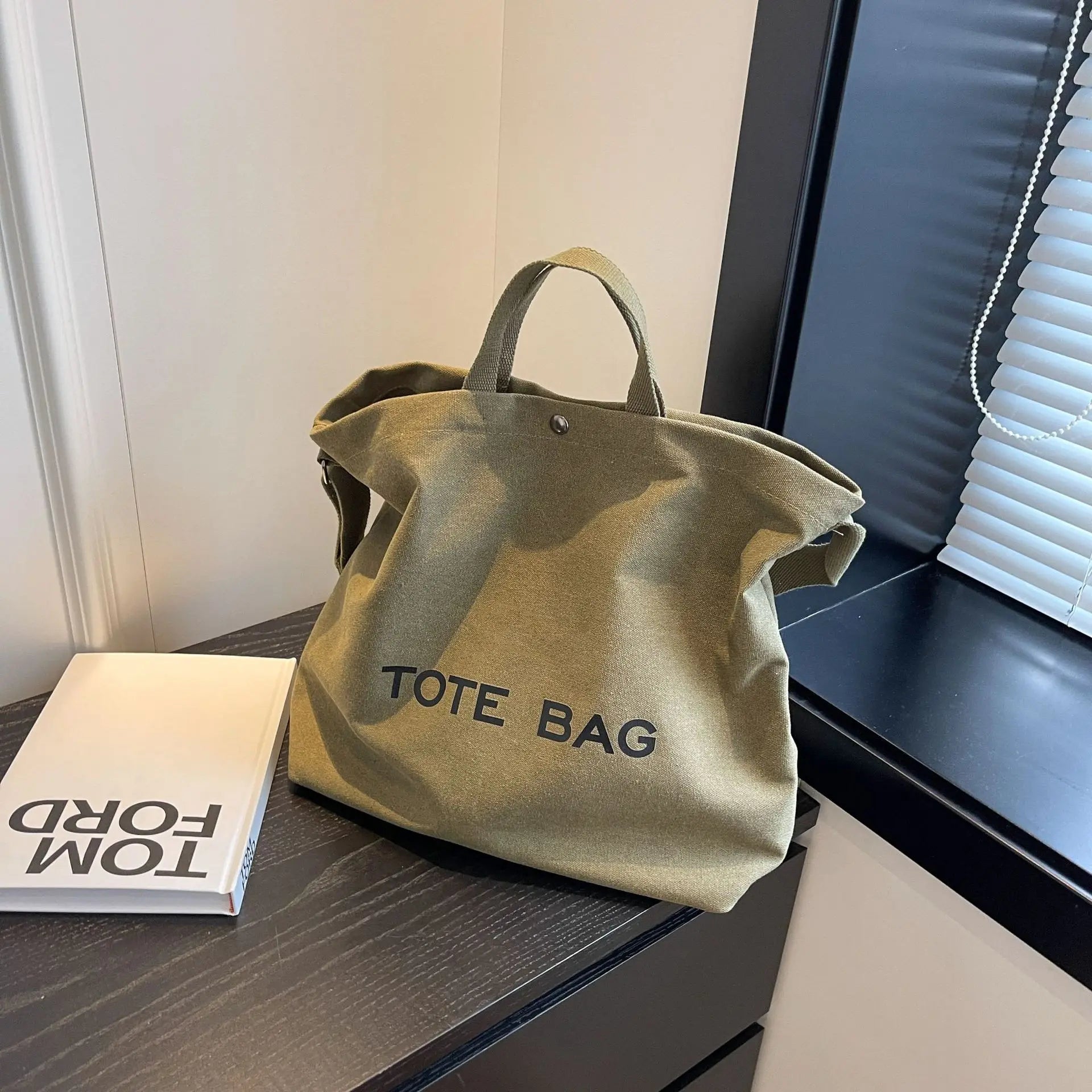 Premium Thickened Canvas Retro Tote | Large Capacity Women’s Commuter Handbag | High-End Sense Student Shoulder Bag with Interior Zipper Pocket Luxegan