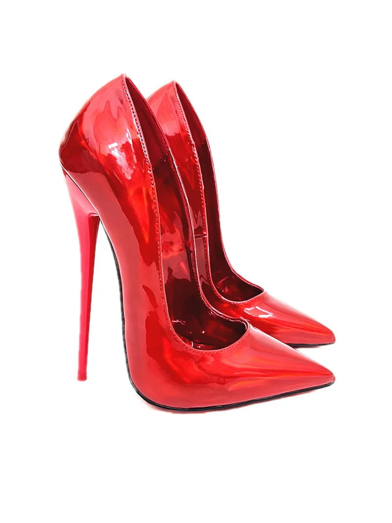 16cm Stage Show Patent Leather Stilettos | Sophisticated Camouflage Pattern High Heels | Elegant "Handmade Shallow-Out" Silhouette | "Dignified" Sexy Pointed Toe Party Shoes for Radiant Versatile Styling Luxegan