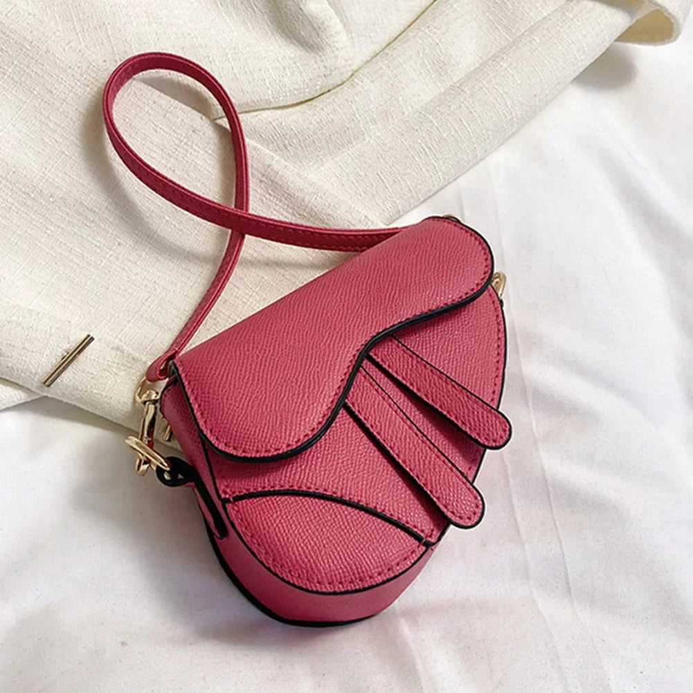 Women’s Denim Pattern Saddle Bag | Sophisticated Contrasting Color Splicing Messenger | Elegant Designer Underarm & Crossbody Handbag | "Dignified" Soft Polyester Satchel for Versatile Trend Styling Luxegan