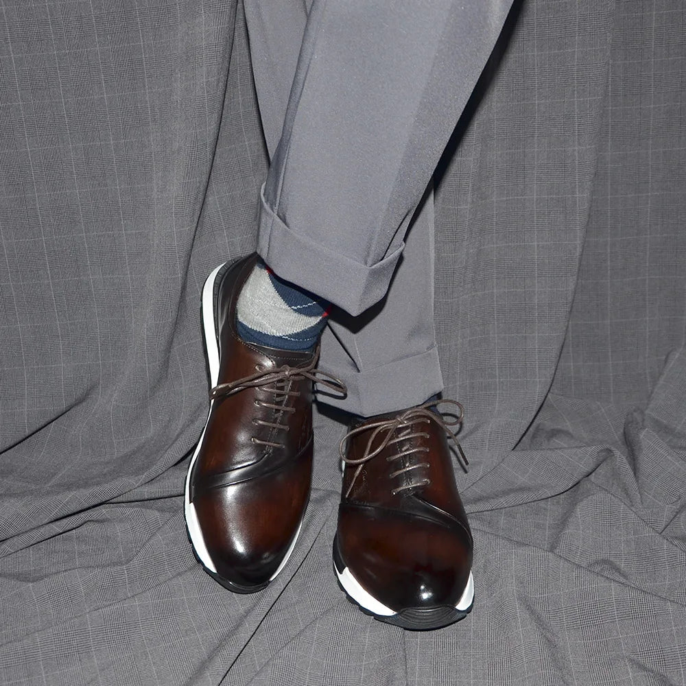 Luxury Hand-Painted Leather Oxfords | Sophisticated France Style Business Sneakers | Elegant - view 6