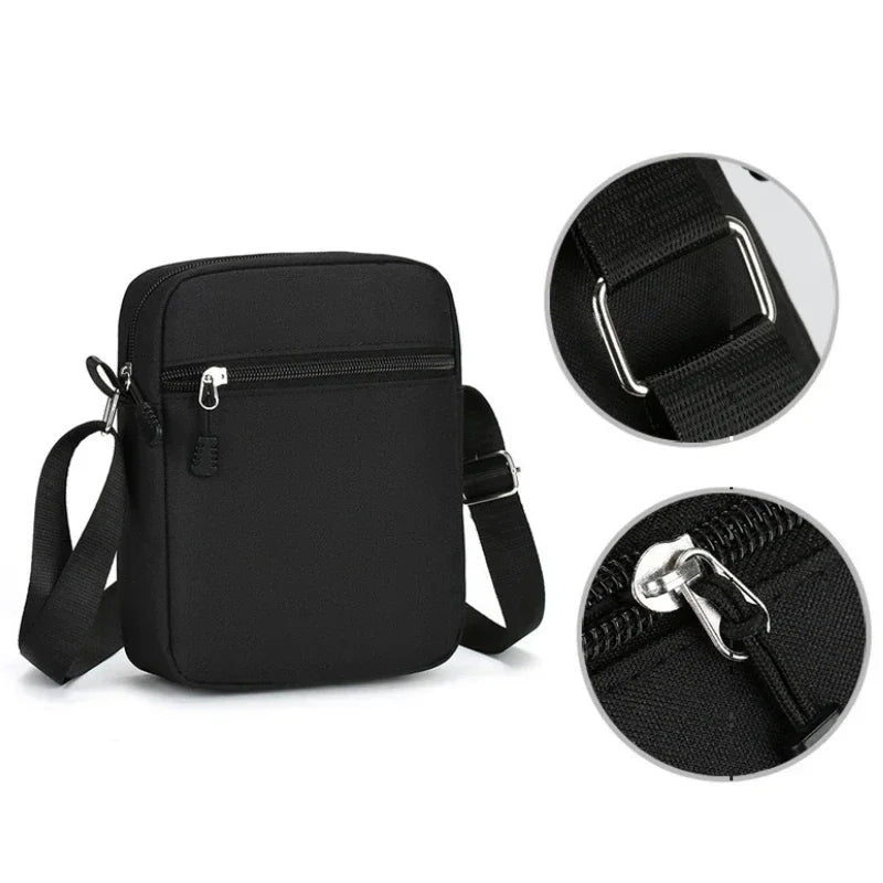 Durable Oxford Mini Shoulder Bag | Sophisticated Black Mobile Phone Bag & Waist Pack | Elegant Men's Crossbody Box Bag | "Dignified" Soft Man-Bag for High-Performance Urban Utility Luxegan