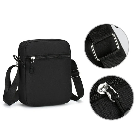 Durable Oxford Mini Shoulder Bag | Sophisticated Black Mobile Phone Bag & Waist Pack | Elegant Men's Crossbody Box Bag | "Dignified" Soft Man-Bag for High-Performance Urban Utility Luxegan