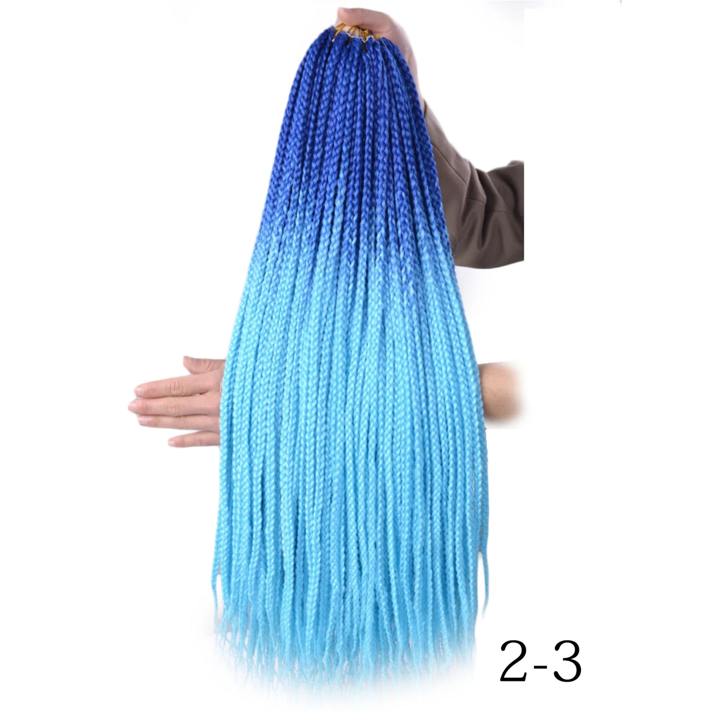 24-Inch Long Ombre Box Braids Crochet Hair - Pre-Looped Synthetic Braiding Hair Extensions - High Temperature Fiber 22 Strands/Pack Piano Color Crochet Braids for Women & Girls (27 Colors Available)