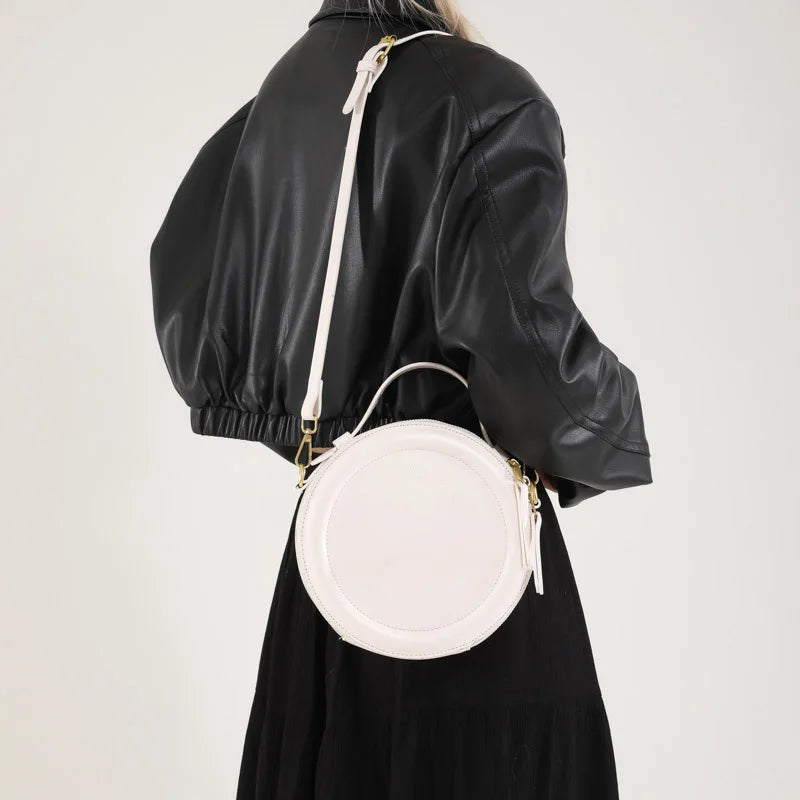 Round Crossbody Bags for Women | High Quality PU Leather Designer Shoulder Bag & Female Clutch Purse (Solid, Soft) Luxegan