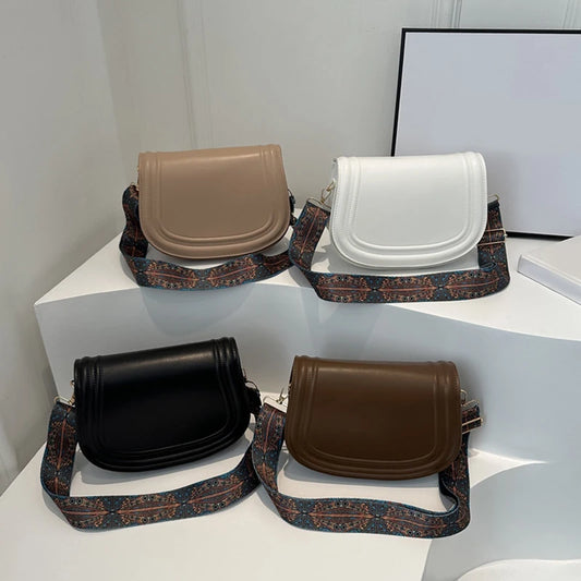 Designer Saddle Bag | Wide Strap Flap Crossbody Purse Luxegan