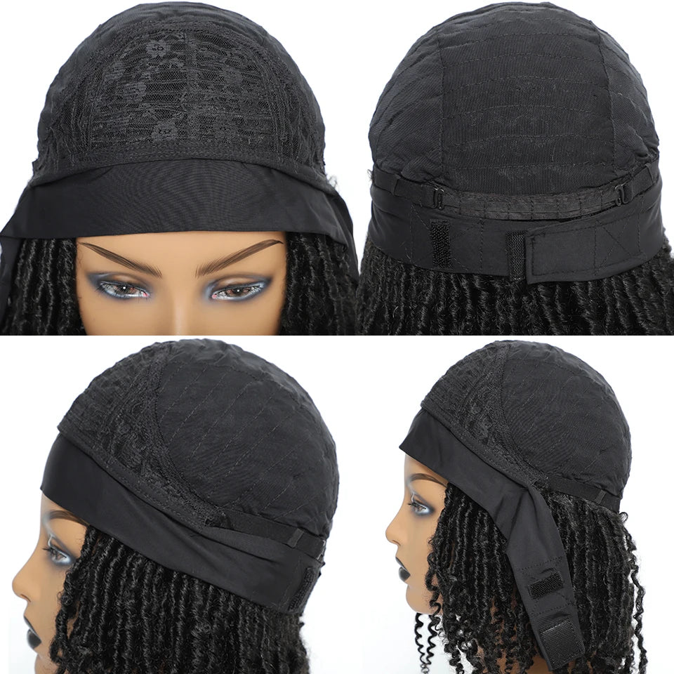 12 Inch Curly Faux Locs Dreadlock Wig | Machine or Headband Cap