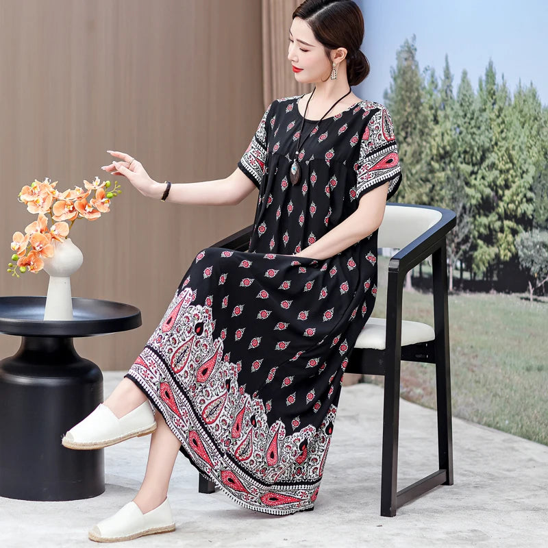 New 2025 Women Dress Female Casual short Sleeve cotton Dresses loose solid Vintage Sweet Clothing Vestidos  vestido verano