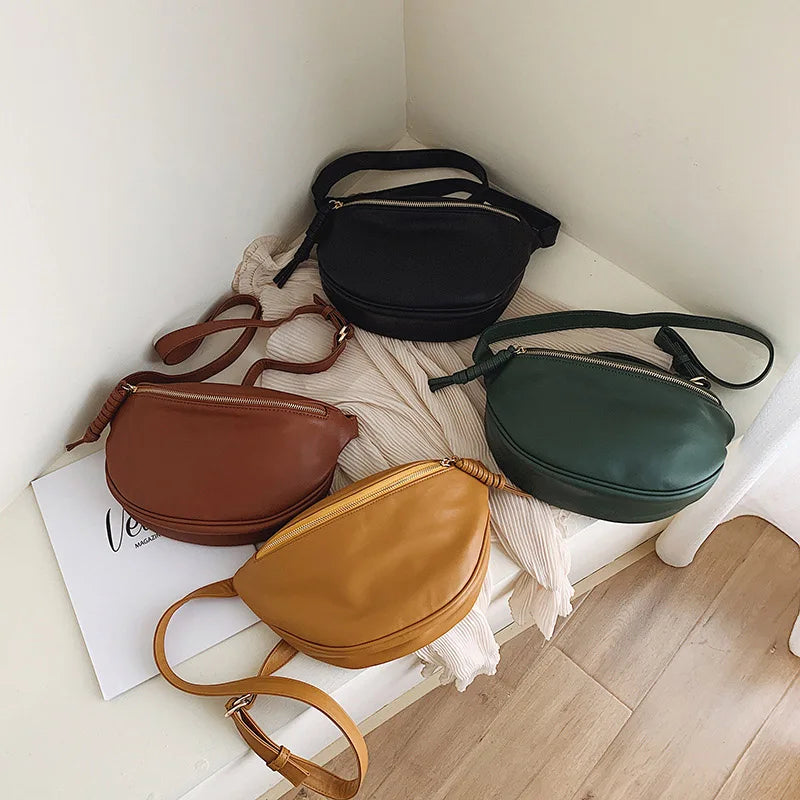 Fashion Simple Chest Pack | High-Quality PU Leather Fanny Bag for Women | Designer Waist Bag & Phone Purse | Versatile Female Shoulder Crossbody Bag (Model M02) Luxegan