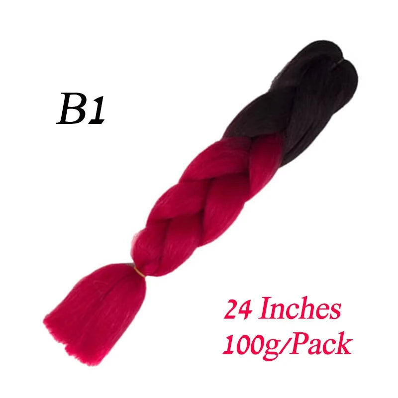 Lihui 24 Inch Pre-Stretched Synthetic Braiding Hair – Kanekalon Jumbo Braid | 100g | 100+ Ombre Colors