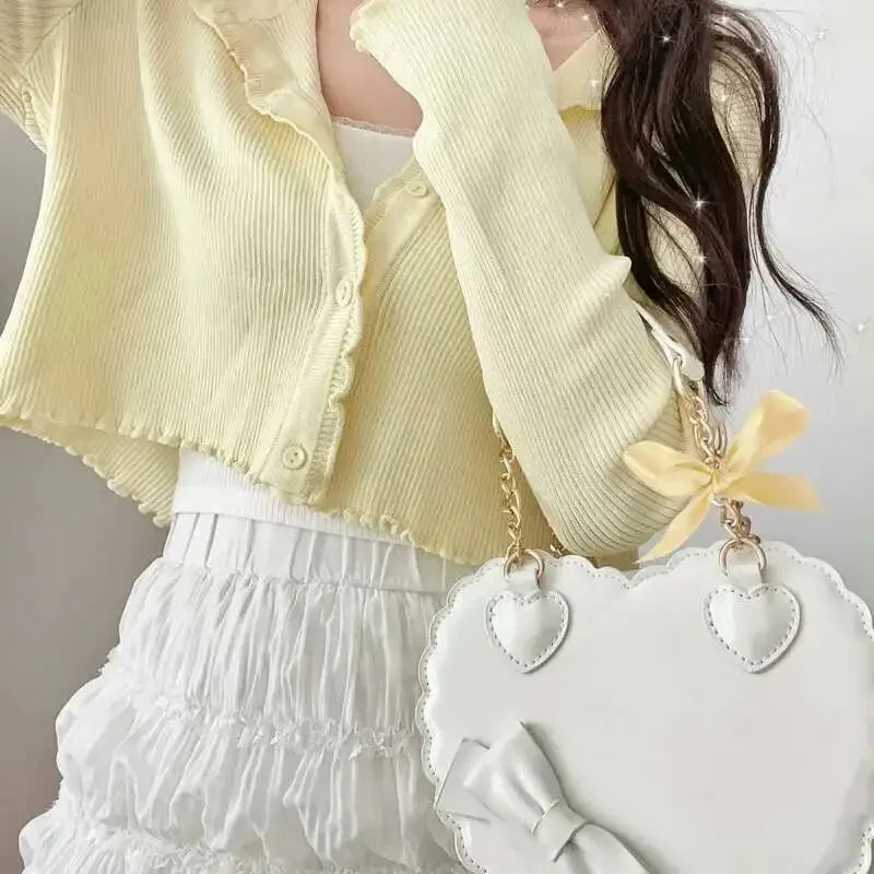 PU Leather Bow Shell Bag | Hard Pink Lolita Japan Style Messenger Purse Luxegan