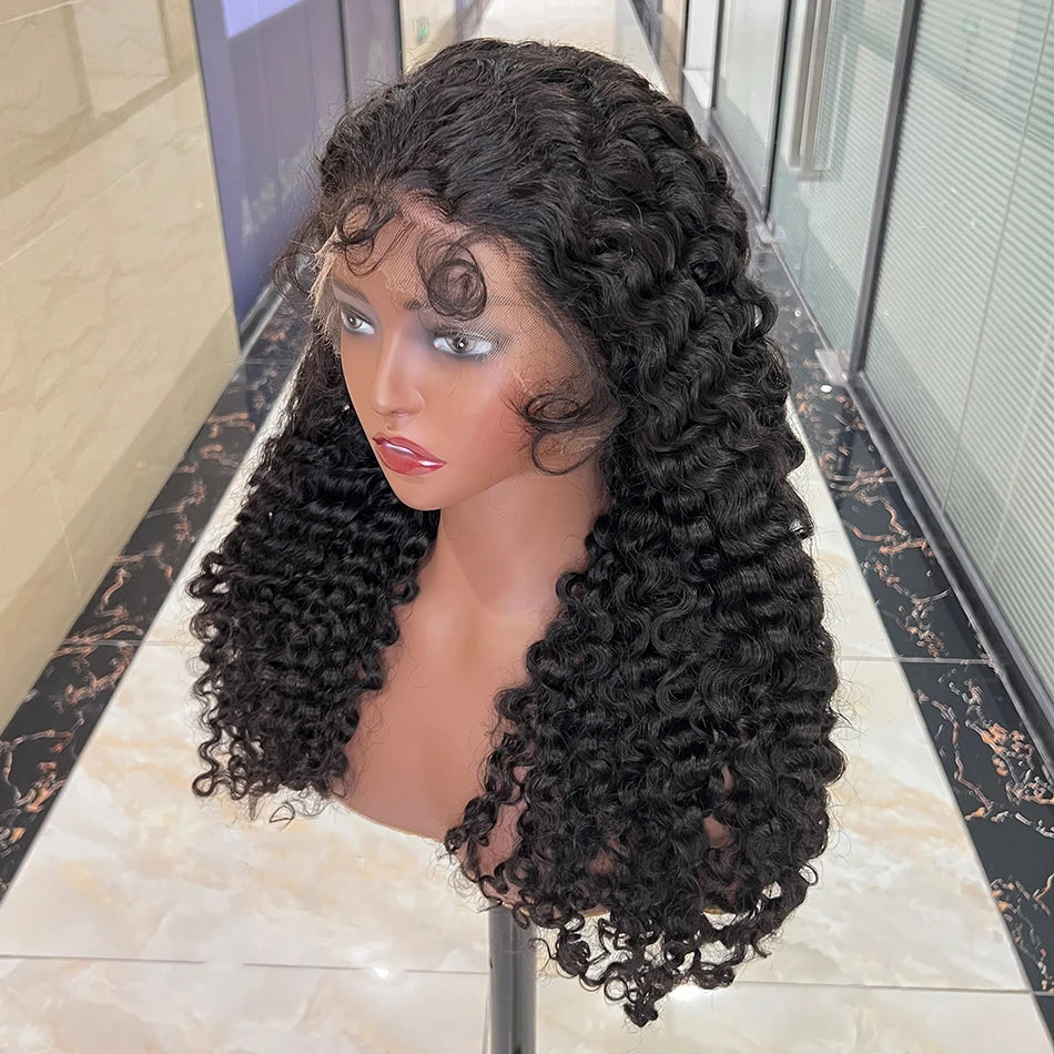  Burmese Curly HD Lace Frontal Wig | 200% Density Human Hair | #1B Natural Color Luxegan