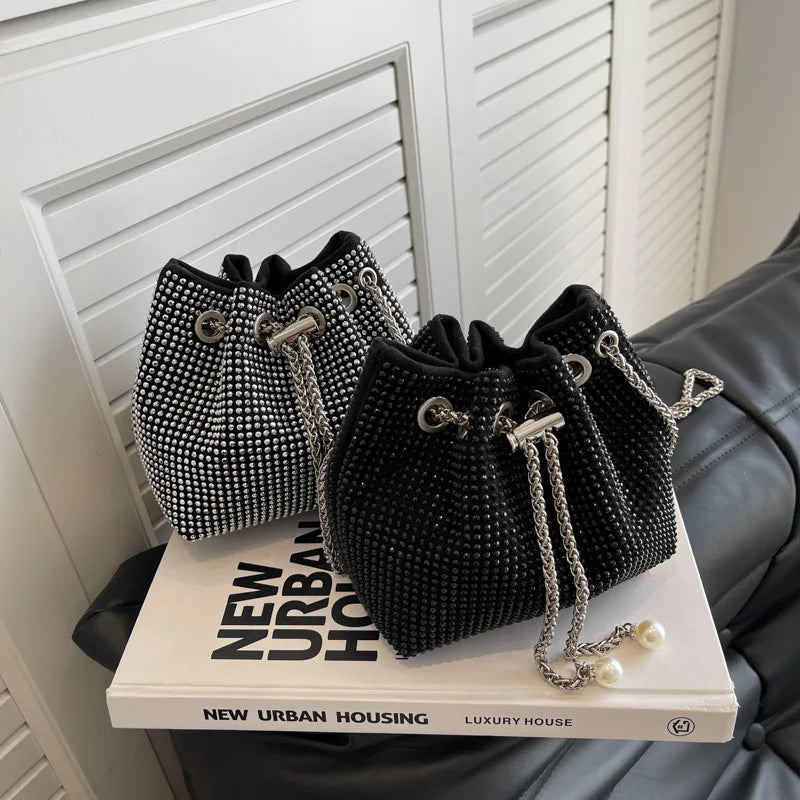 Women's Luxury Design Shopper Tote | Large-Capacity PU Leather Rhinestone Handbag Luxegan